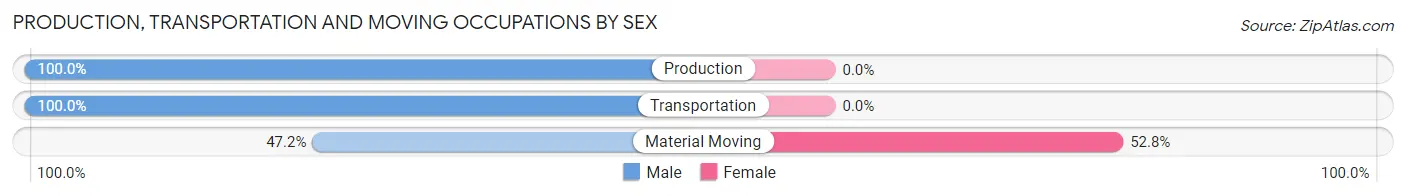 Production, Transportation and Moving Occupations by Sex in Zip Code 06063