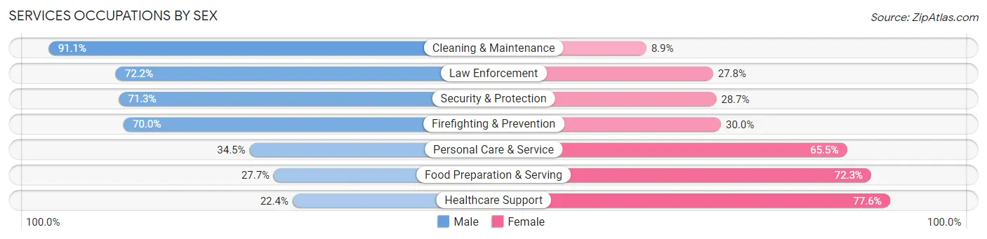 Services Occupations by Sex in Zip Code 06066