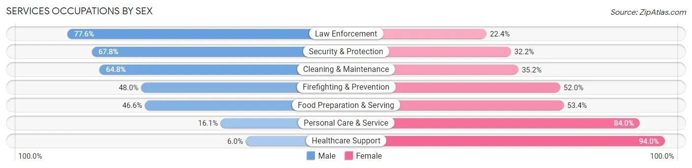 Services Occupations by Sex in Zip Code 06074