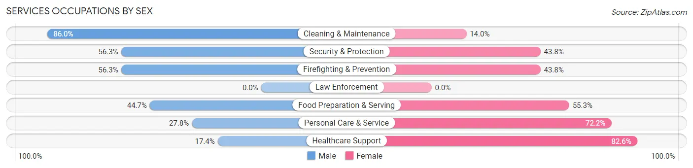 Services Occupations by Sex in Zip Code 06098