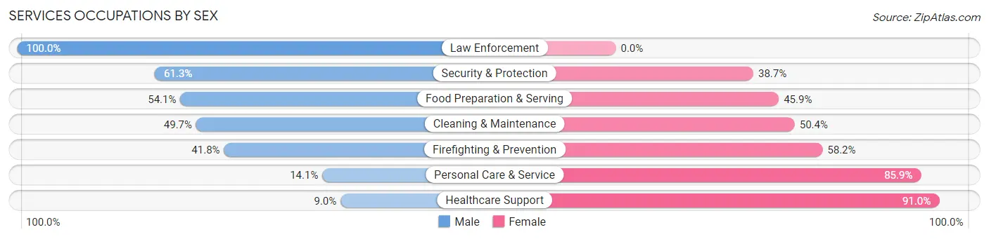 Services Occupations by Sex in Zip Code 06114