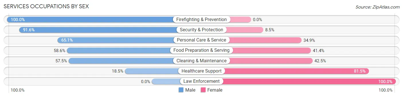 Services Occupations by Sex in Zip Code 06226