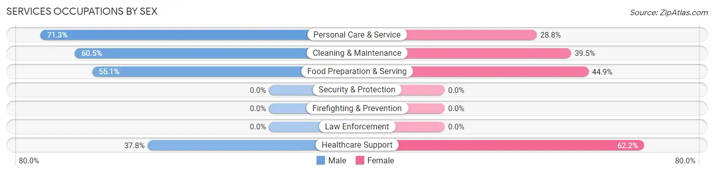 Services Occupations by Sex in Zip Code 06234