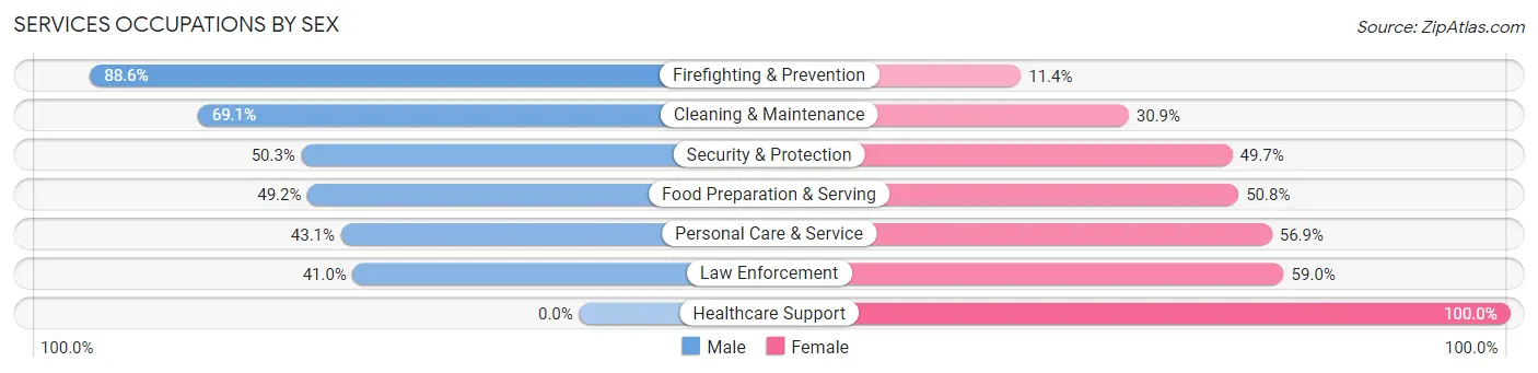 Services Occupations by Sex in Zip Code 06241