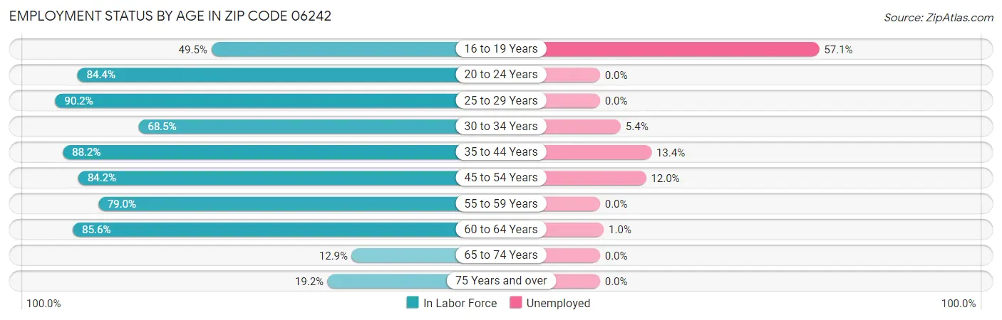 Employment Status by Age in Zip Code 06242