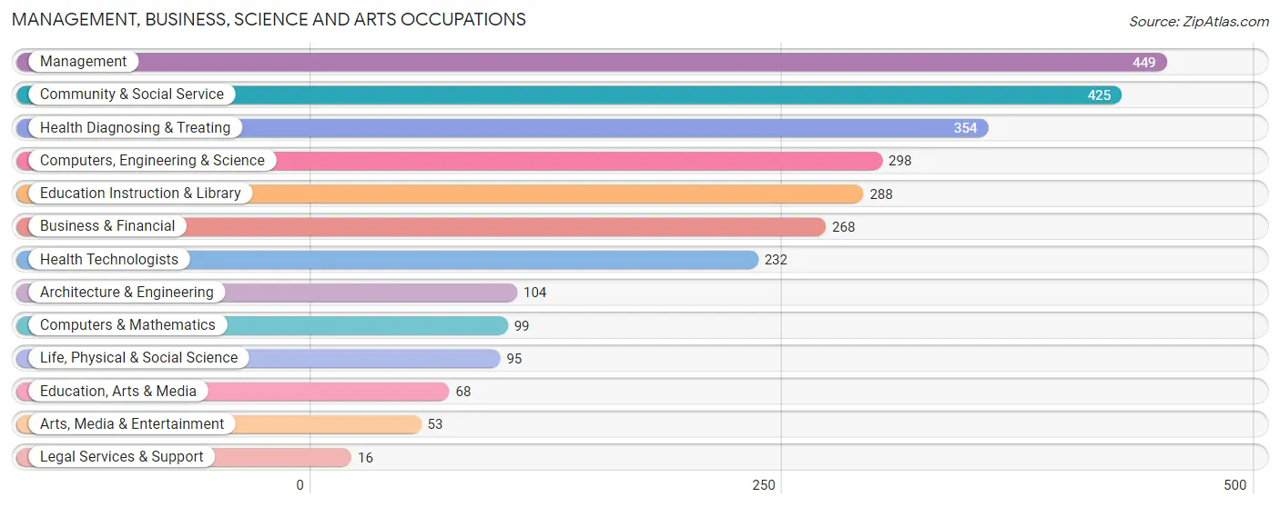 Management, Business, Science and Arts Occupations in Zip Code 06281