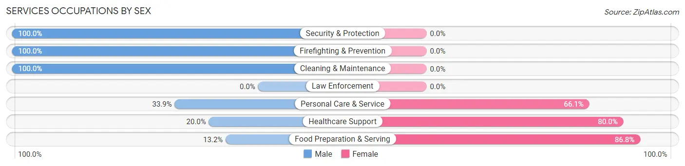 Services Occupations by Sex in Zip Code 06331