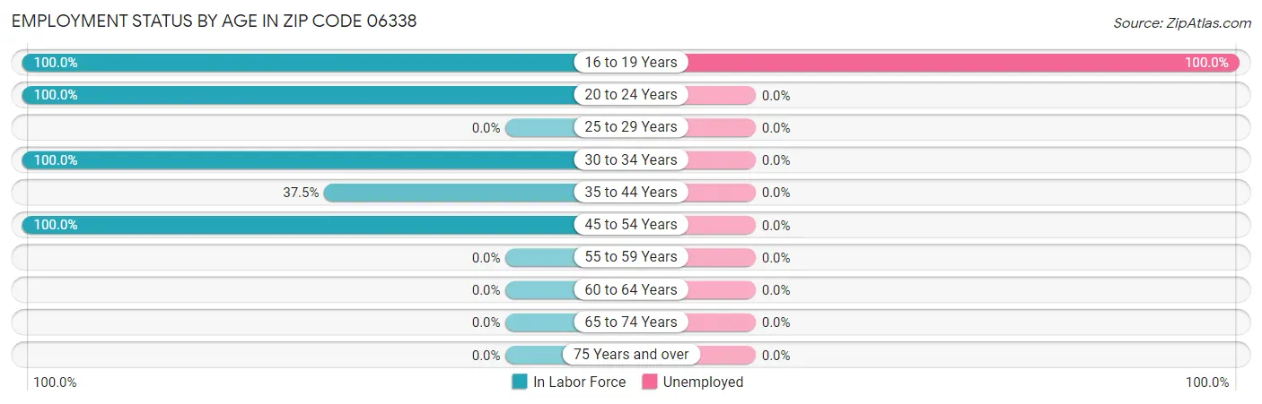 Employment Status by Age in Zip Code 06338