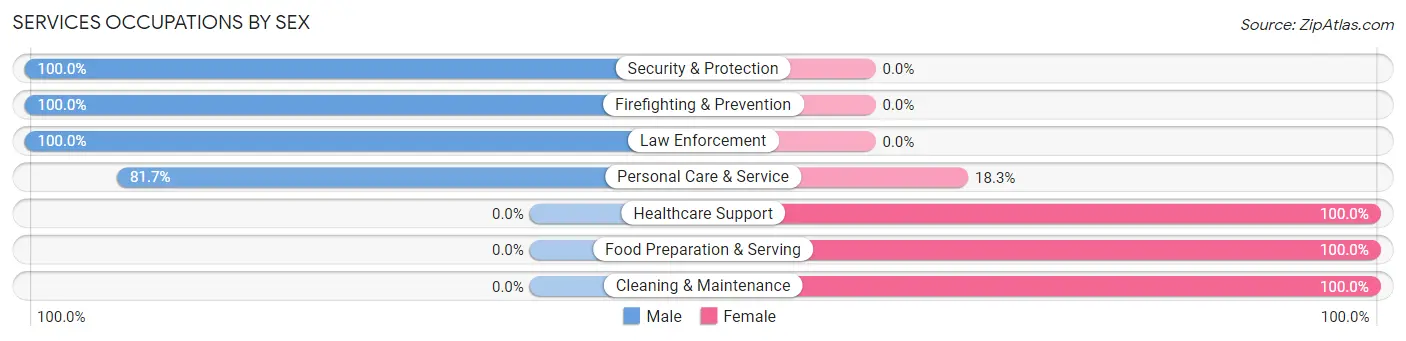 Services Occupations by Sex in Zip Code 06359