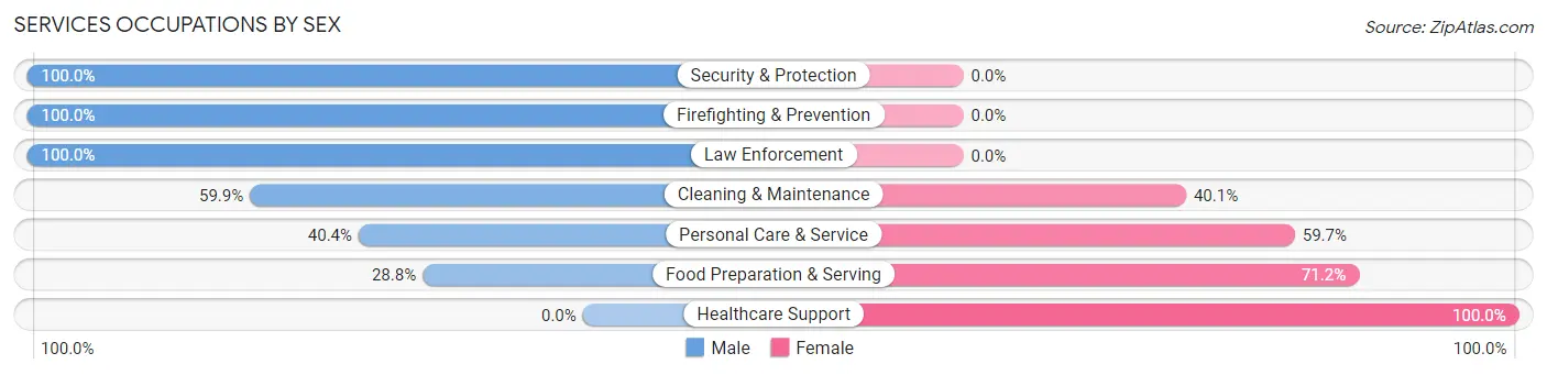 Services Occupations by Sex in Zip Code 06371