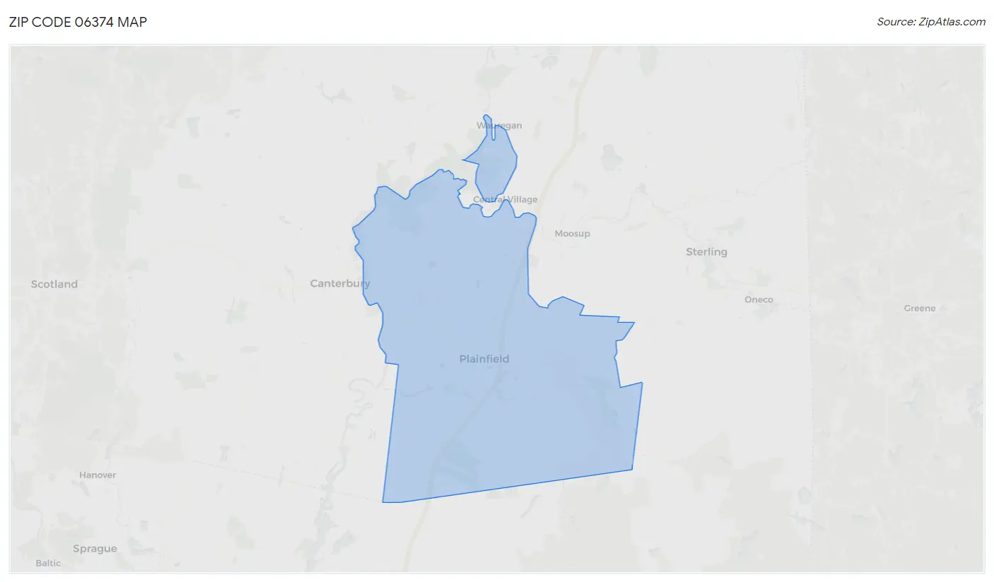 Zip Code 06374 Map