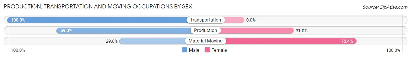 Production, Transportation and Moving Occupations by Sex in Zip Code 06374