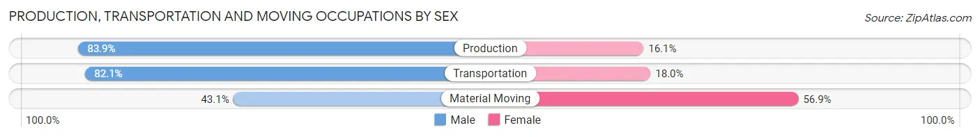 Production, Transportation and Moving Occupations by Sex in Zip Code 06379