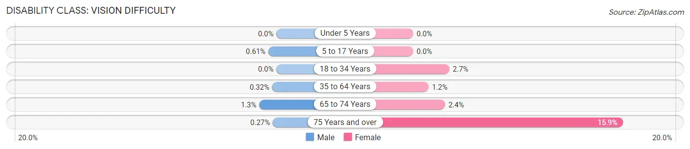 Disability in Zip Code 06385: <span>Vision Difficulty</span>