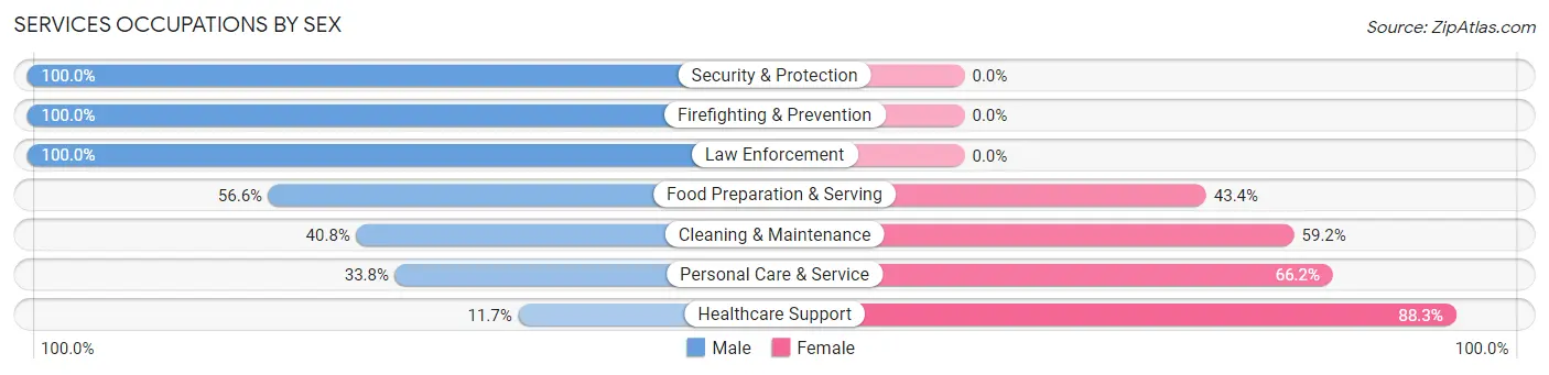 Services Occupations by Sex in Zip Code 06401