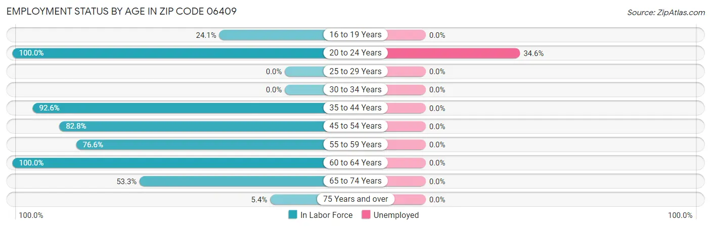 Employment Status by Age in Zip Code 06409