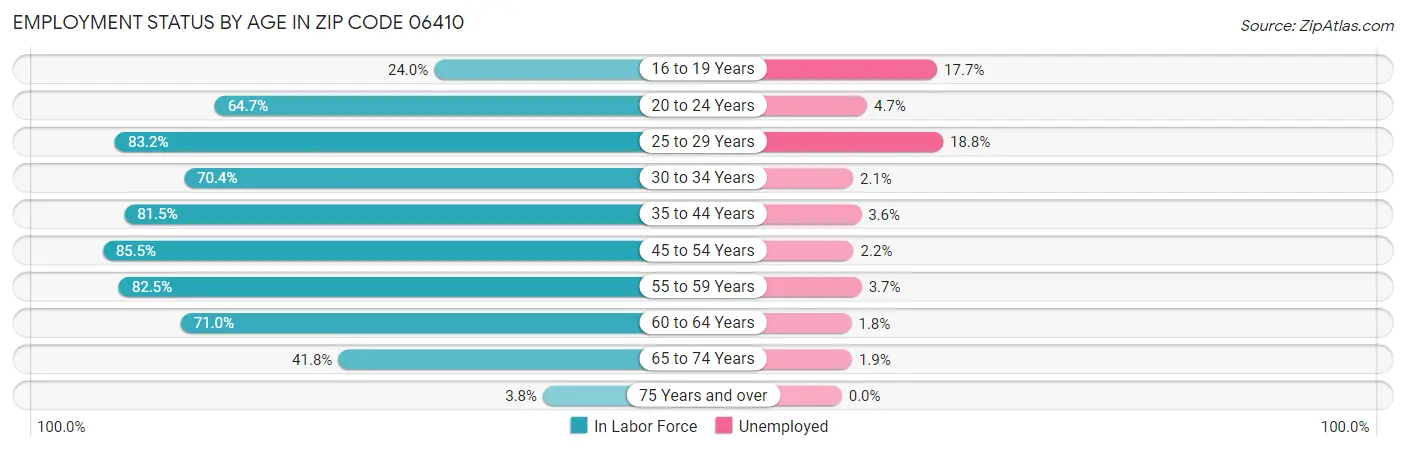 Employment Status by Age in Zip Code 06410