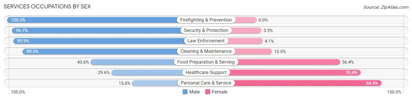 Services Occupations by Sex in Zip Code 06410