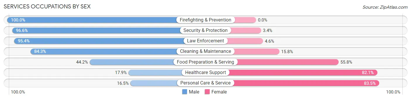 Services Occupations by Sex in Zip Code 06416