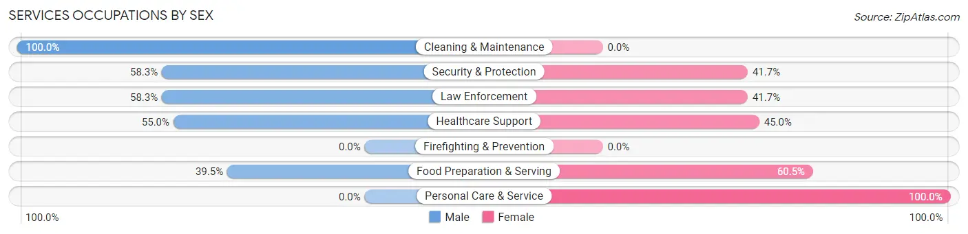 Services Occupations by Sex in Zip Code 06417