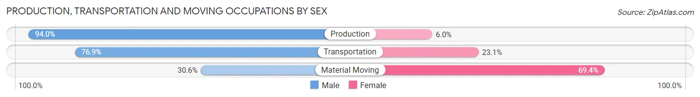 Production, Transportation and Moving Occupations by Sex in Zip Code 06419