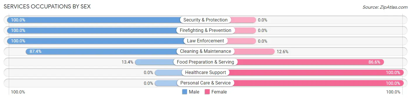 Services Occupations by Sex in Zip Code 06438