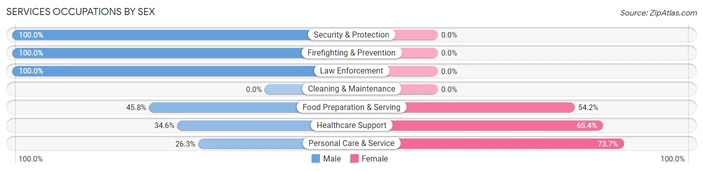 Services Occupations by Sex in Zip Code 06441