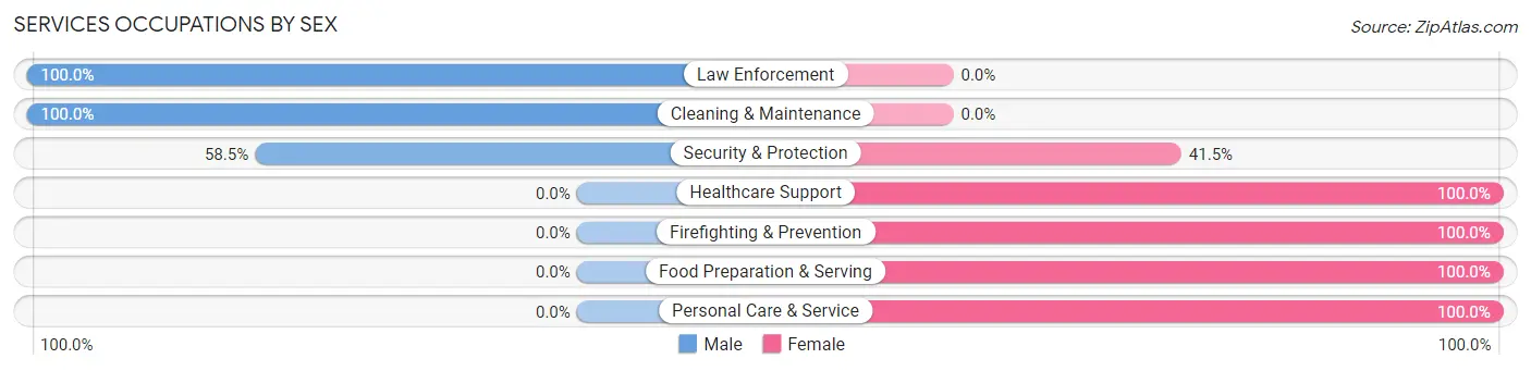 Services Occupations by Sex in Zip Code 06447