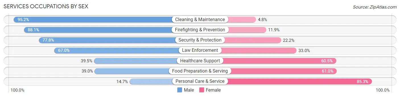 Services Occupations by Sex in Zip Code 06470