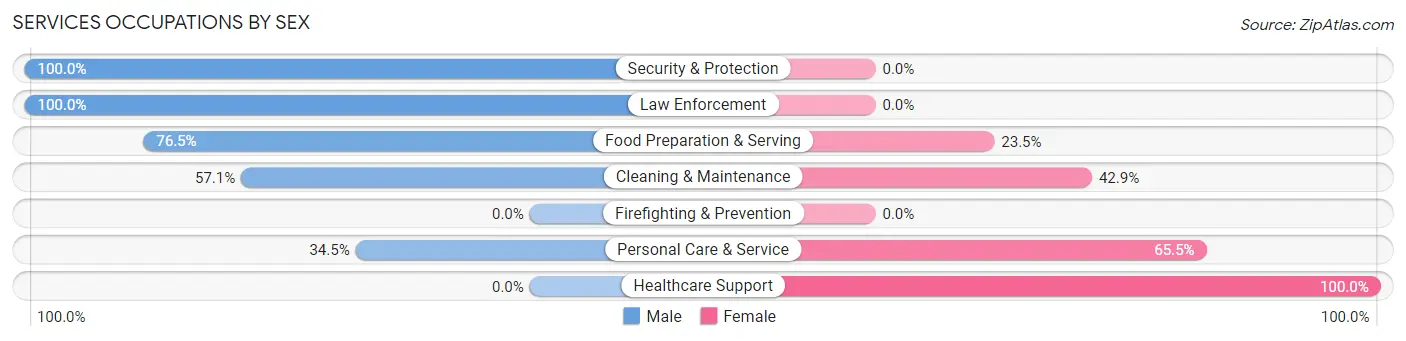 Services Occupations by Sex in Zip Code 06498