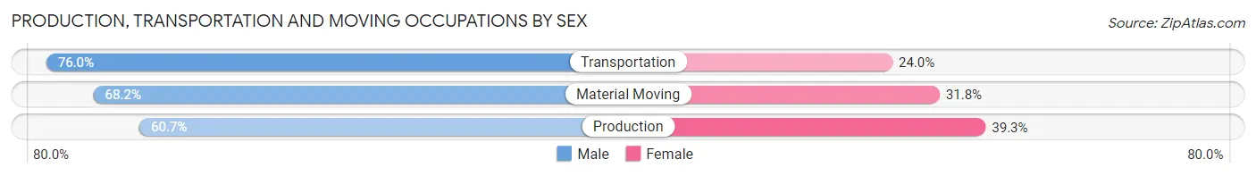 Production, Transportation and Moving Occupations by Sex in Zip Code 06607