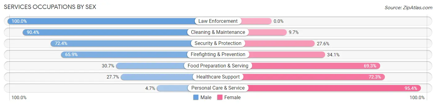 Services Occupations by Sex in Zip Code 06615