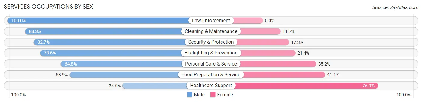 Services Occupations by Sex in Zip Code 06706