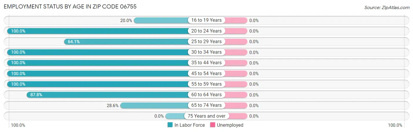 Employment Status by Age in Zip Code 06755