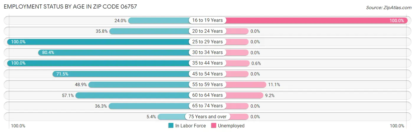 Employment Status by Age in Zip Code 06757