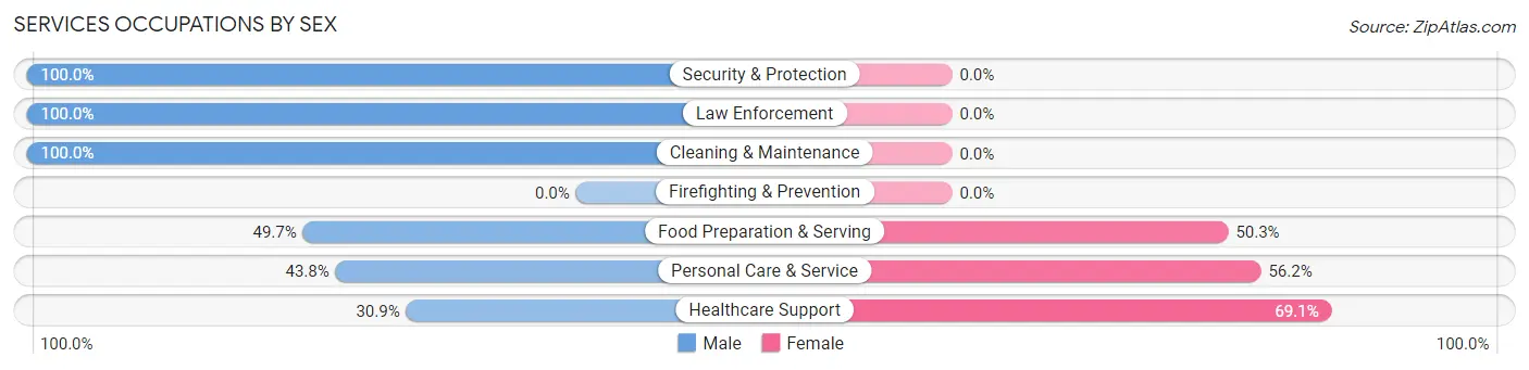Services Occupations by Sex in Zip Code 06779
