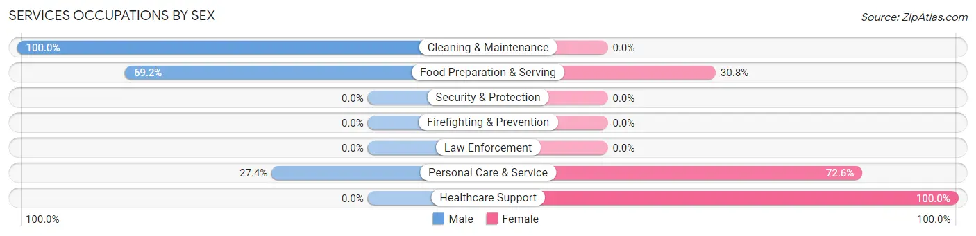 Services Occupations by Sex in Zip Code 06782
