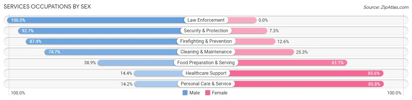 Services Occupations by Sex in Zip Code 06790