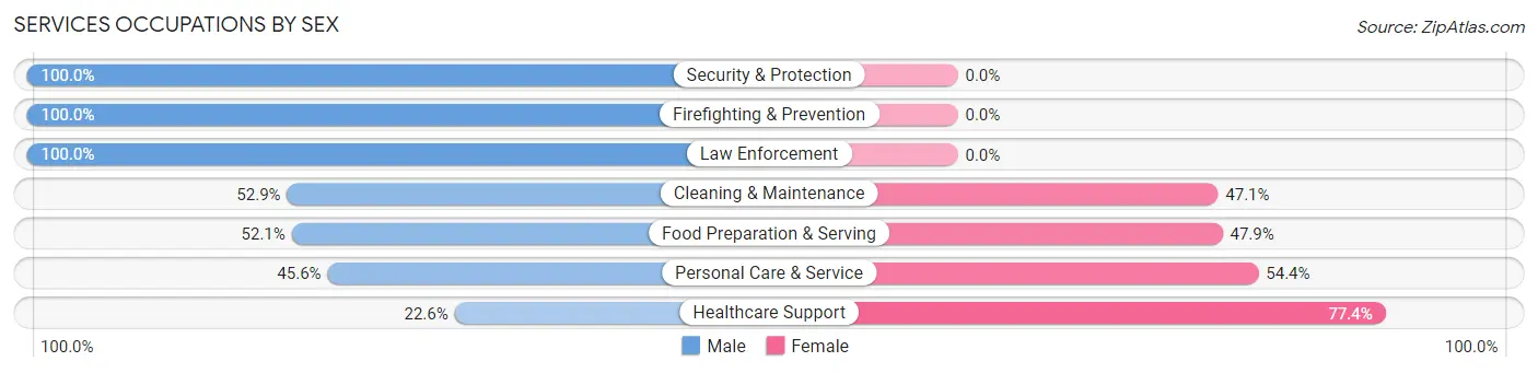 Services Occupations by Sex in Zip Code 06850