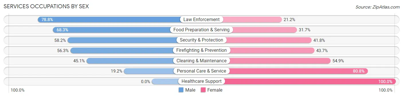 Services Occupations by Sex in Zip Code 06851