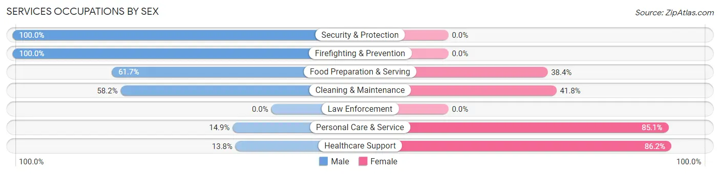 Services Occupations by Sex in Zip Code 06854