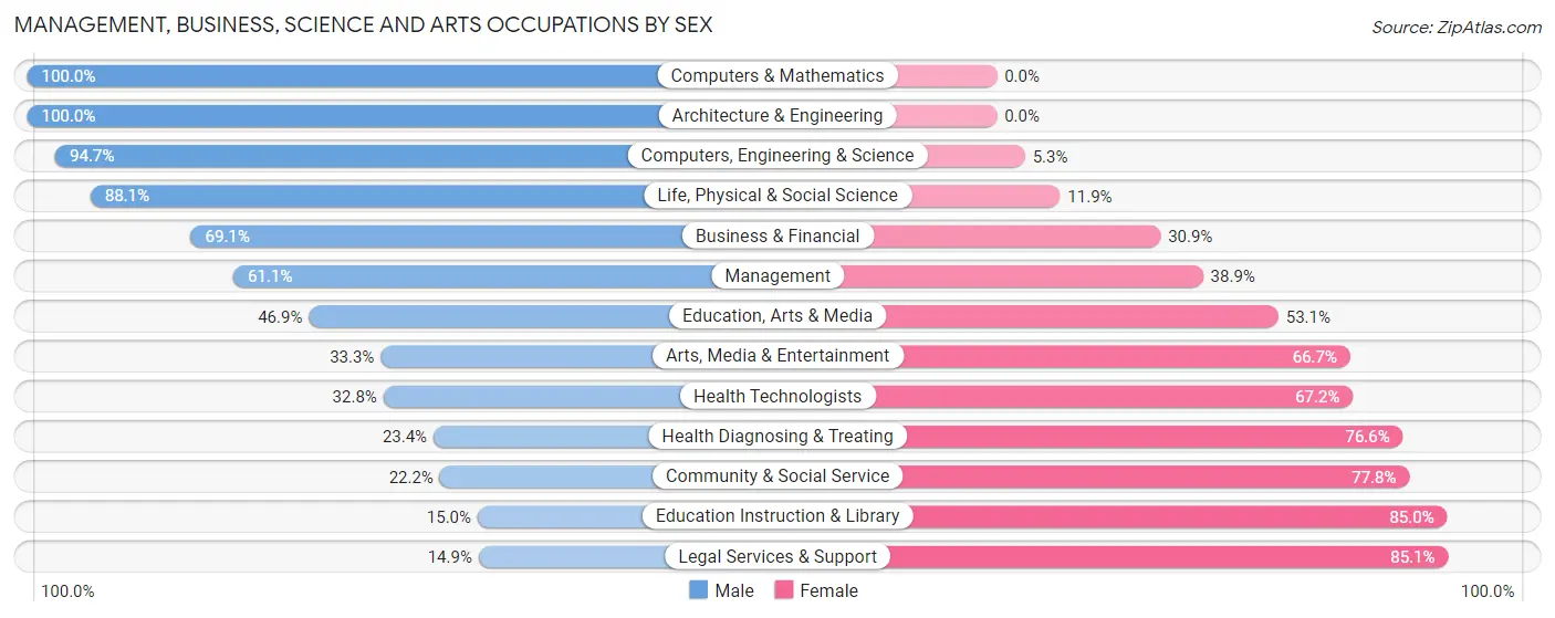 Management, Business, Science and Arts Occupations by Sex in Zip Code 06855