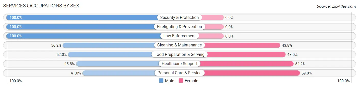 Services Occupations by Sex in Zip Code 06855