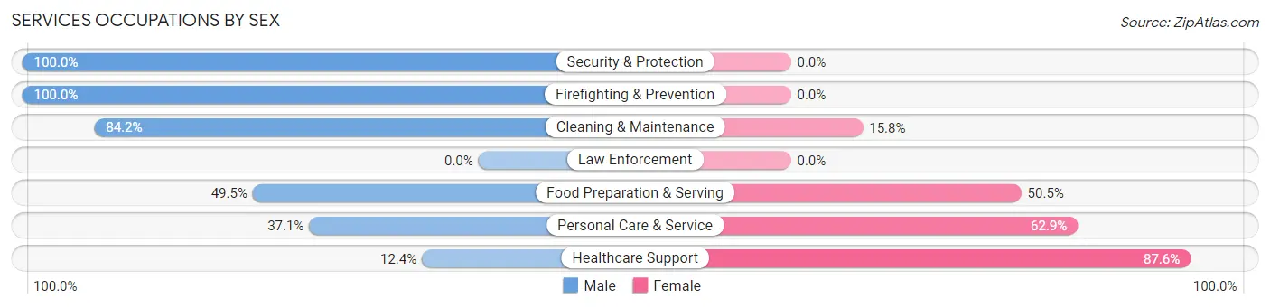 Services Occupations by Sex in Zip Code 06877