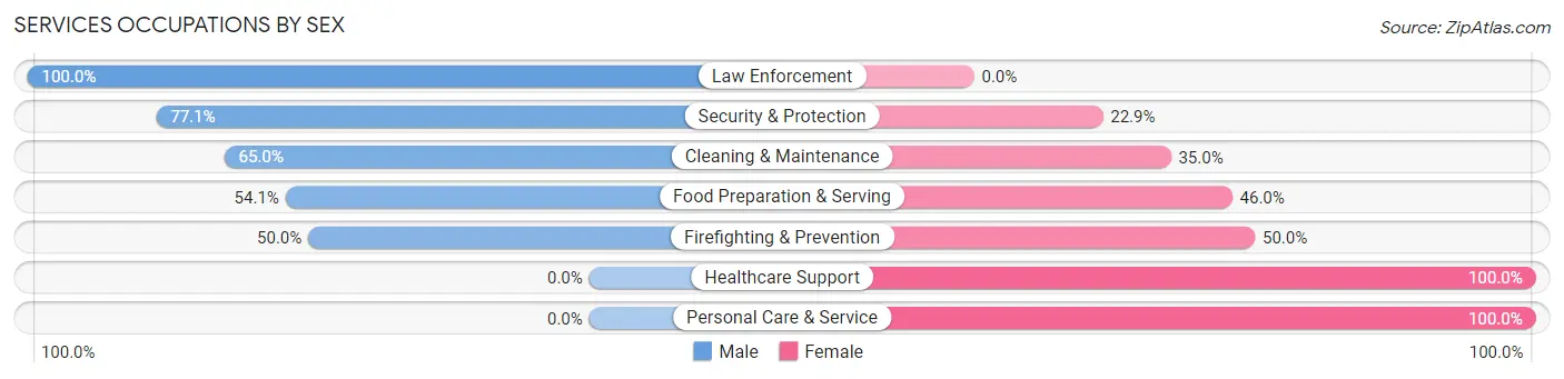 Services Occupations by Sex in Zip Code 06896