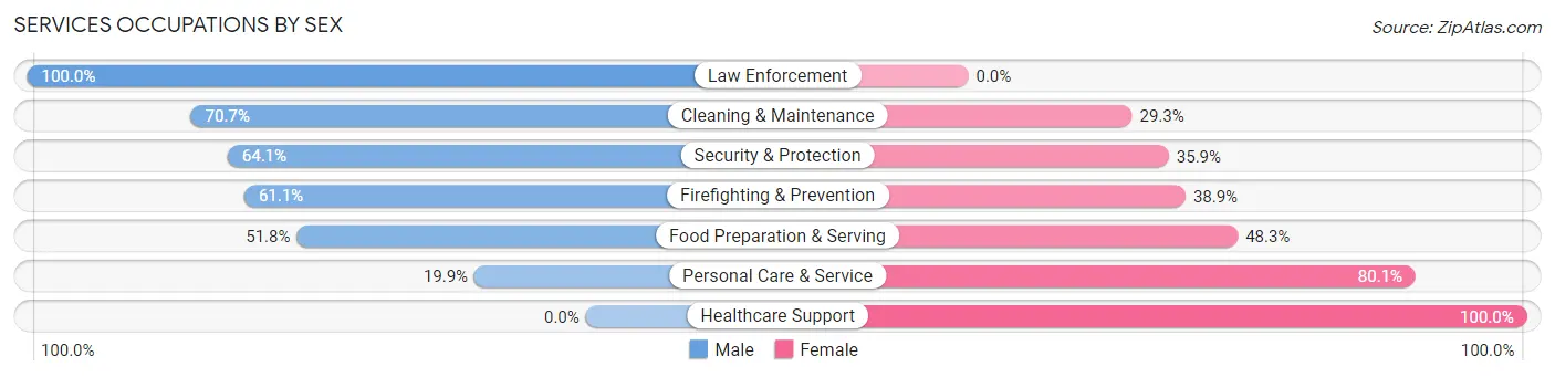 Services Occupations by Sex in Zip Code 06897
