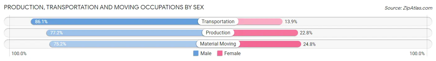 Production, Transportation and Moving Occupations by Sex in Zip Code 07005