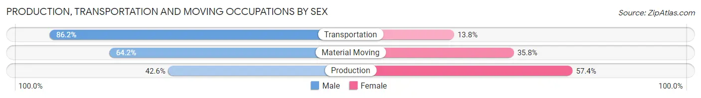 Production, Transportation and Moving Occupations by Sex in Zip Code 07008
