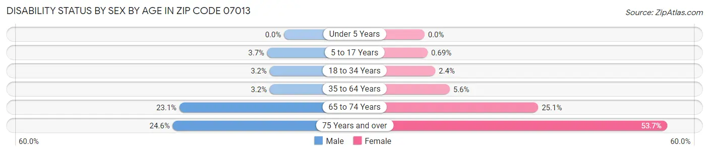 Disability Status by Sex by Age in Zip Code 07013