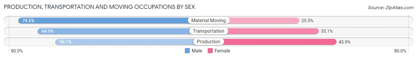 Production, Transportation and Moving Occupations by Sex in Zip Code 07016